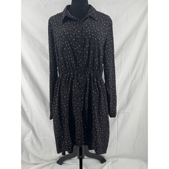 Xhilaration Dresses & Skirts - Xhilaration Black Geometric Triangle Print Shirt Dress Cutout Back XXL